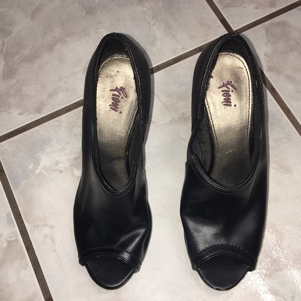 Black Leather FIONI Heels